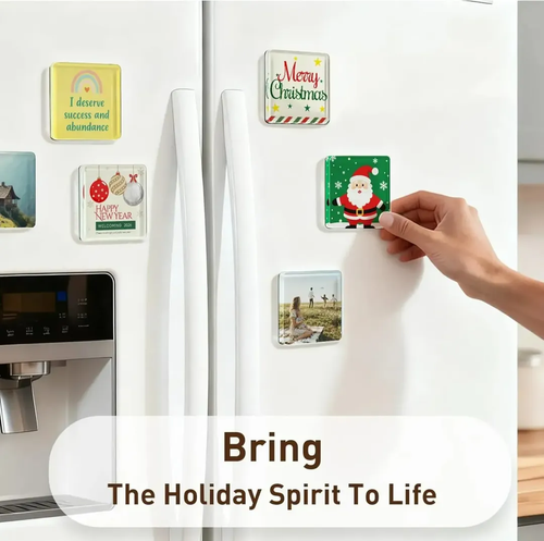 🎞✂10 Pack 2" x 2" Clear Acrylic DIY Fridge Magnet Set with Adhesive Backing – Square Magnetic Photo Frames with Stunning 3D Effect 💕