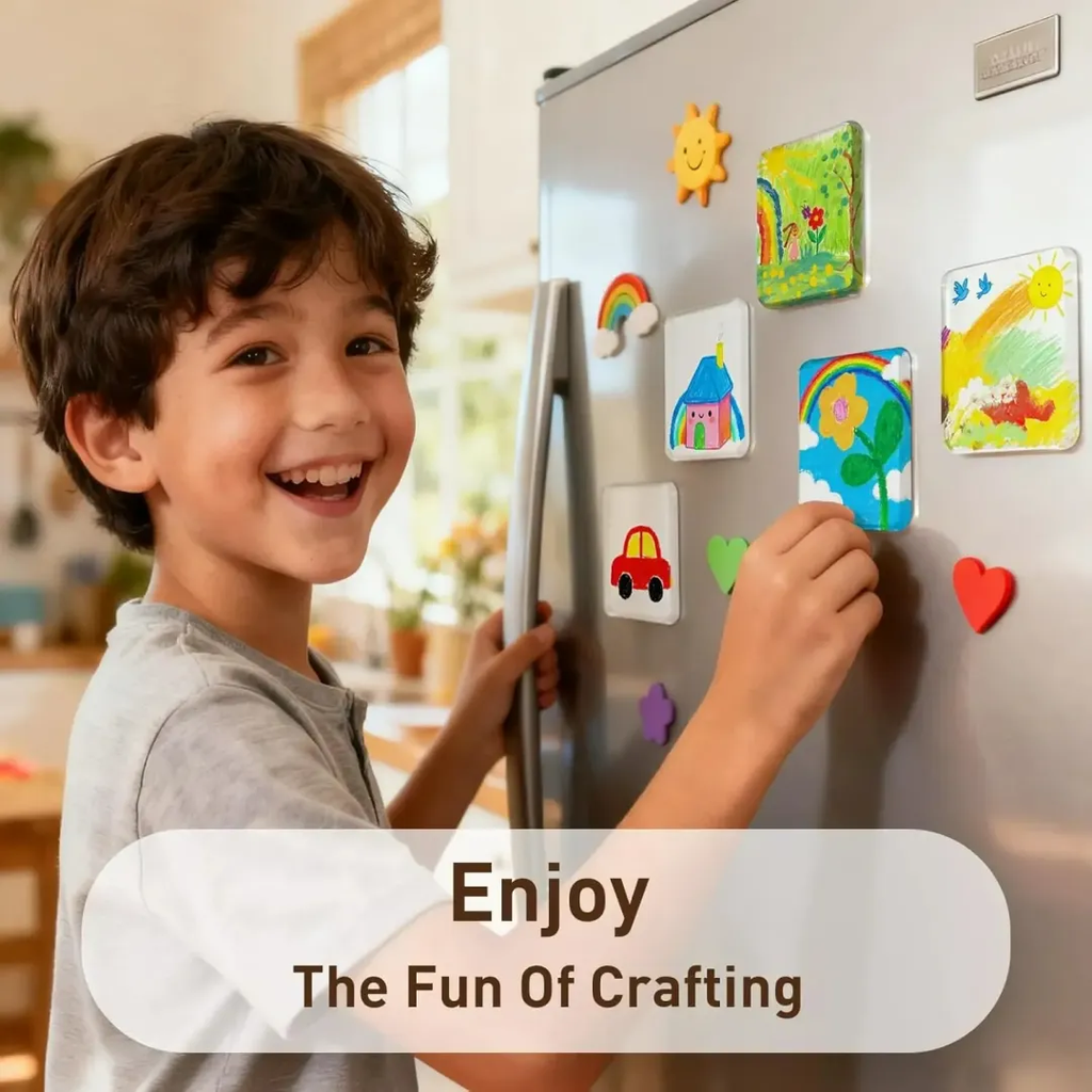 🎞✂10 Pack 2" x 2" Clear Acrylic DIY Fridge Magnet Set with Adhesive Backing – Square Magnetic Photo Frames with Stunning 3D Effect 💕