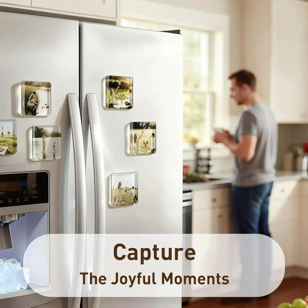 🎞✂10 Pack 2" x 2" Clear Acrylic DIY Fridge Magnet Set with Adhesive Backing – Square Magnetic Photo Frames with Stunning 3D Effect 💕